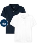Set 2 áo polo trắng-xanh tay ngắn