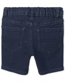 Quần short jean xanh đậm wash nhẹ - Hình ảnh 2